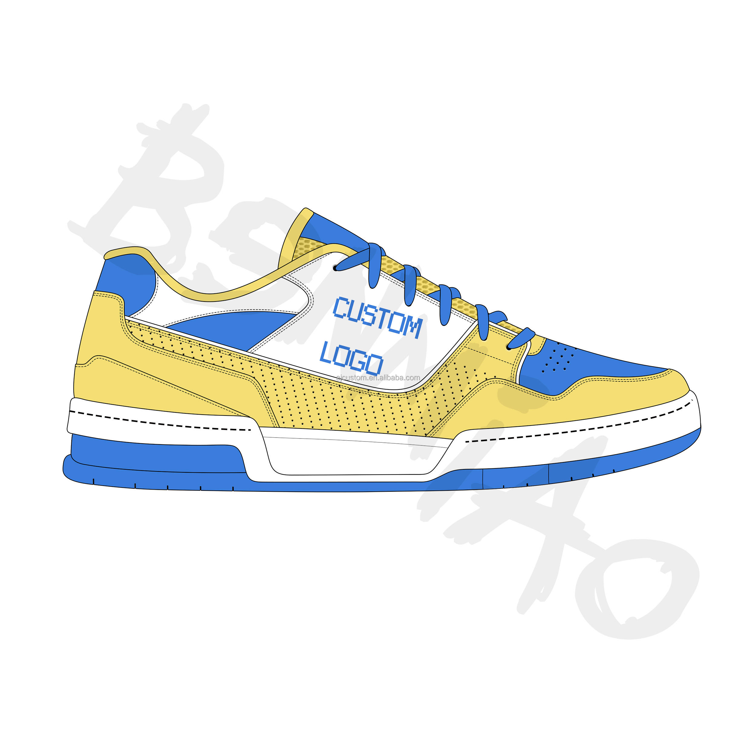 High Quality Shoes Casual Shoes Custom Logo Of White Low Cut Men Kids Sneakers Black Orange